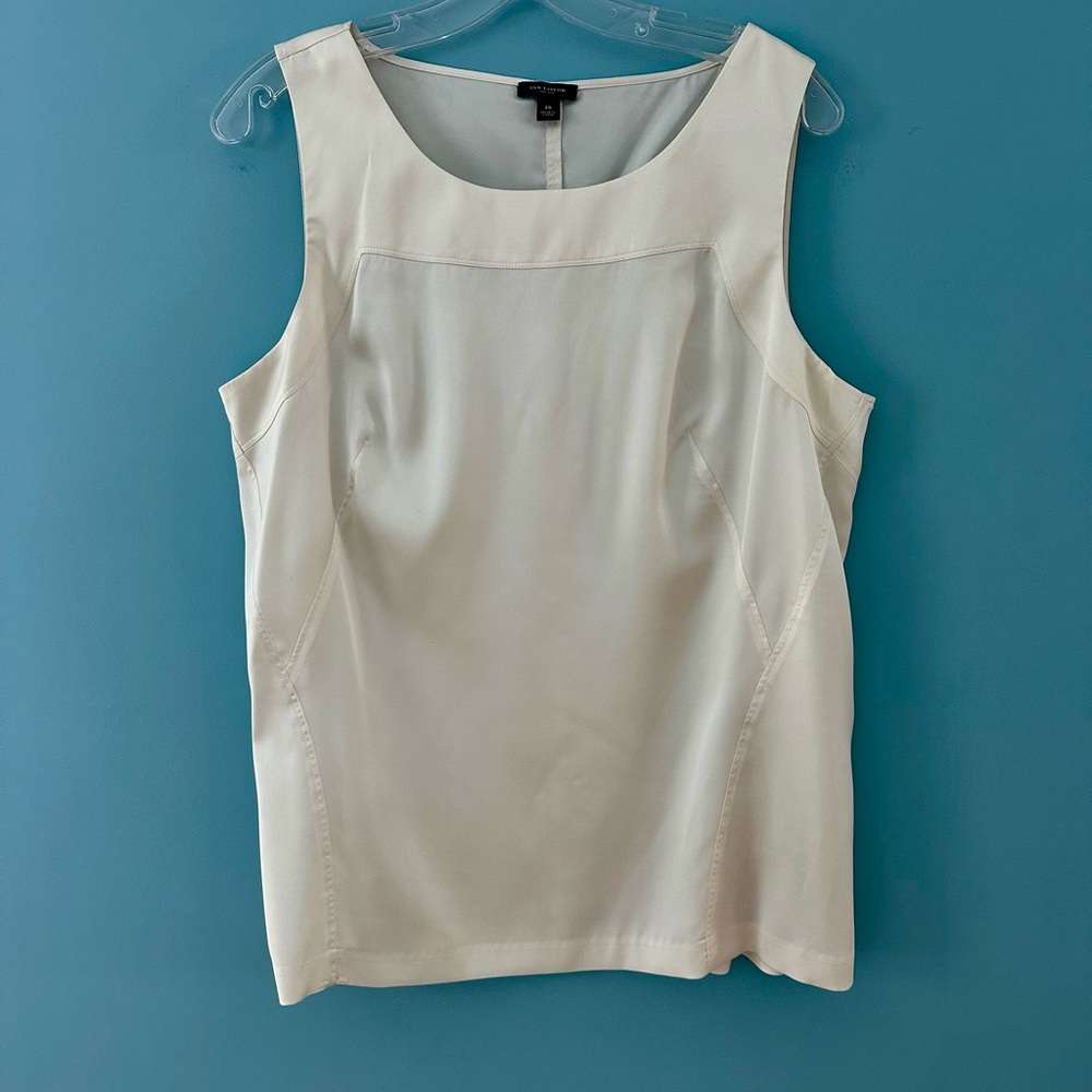 Ann Taylor Cream Sleeveless Blouse